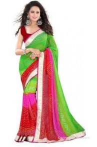 Glory Sarees Printed Bandhani Georgette Sari